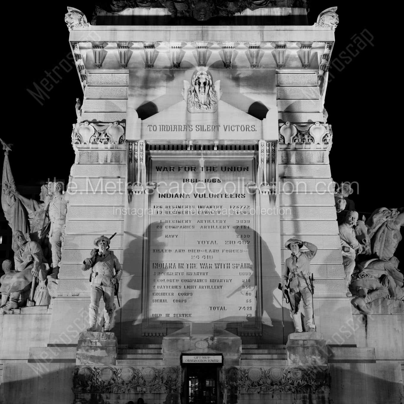 indy soldiers sailors monument Black & White Office Art