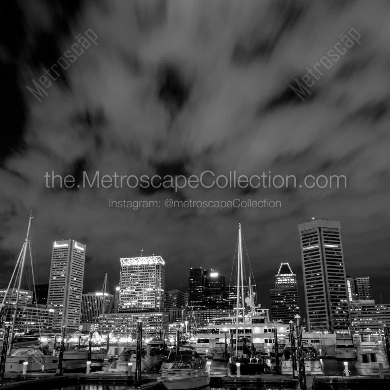 inner harbor boat docks Black & White Office Art