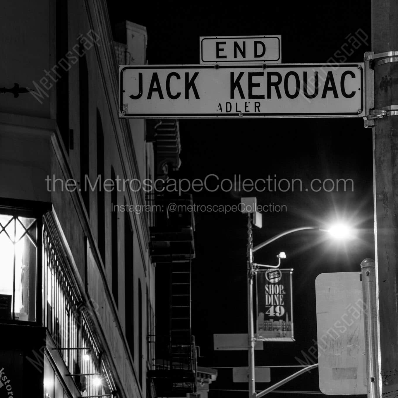 jack kerouac boulevard street sign Black & White Office Art