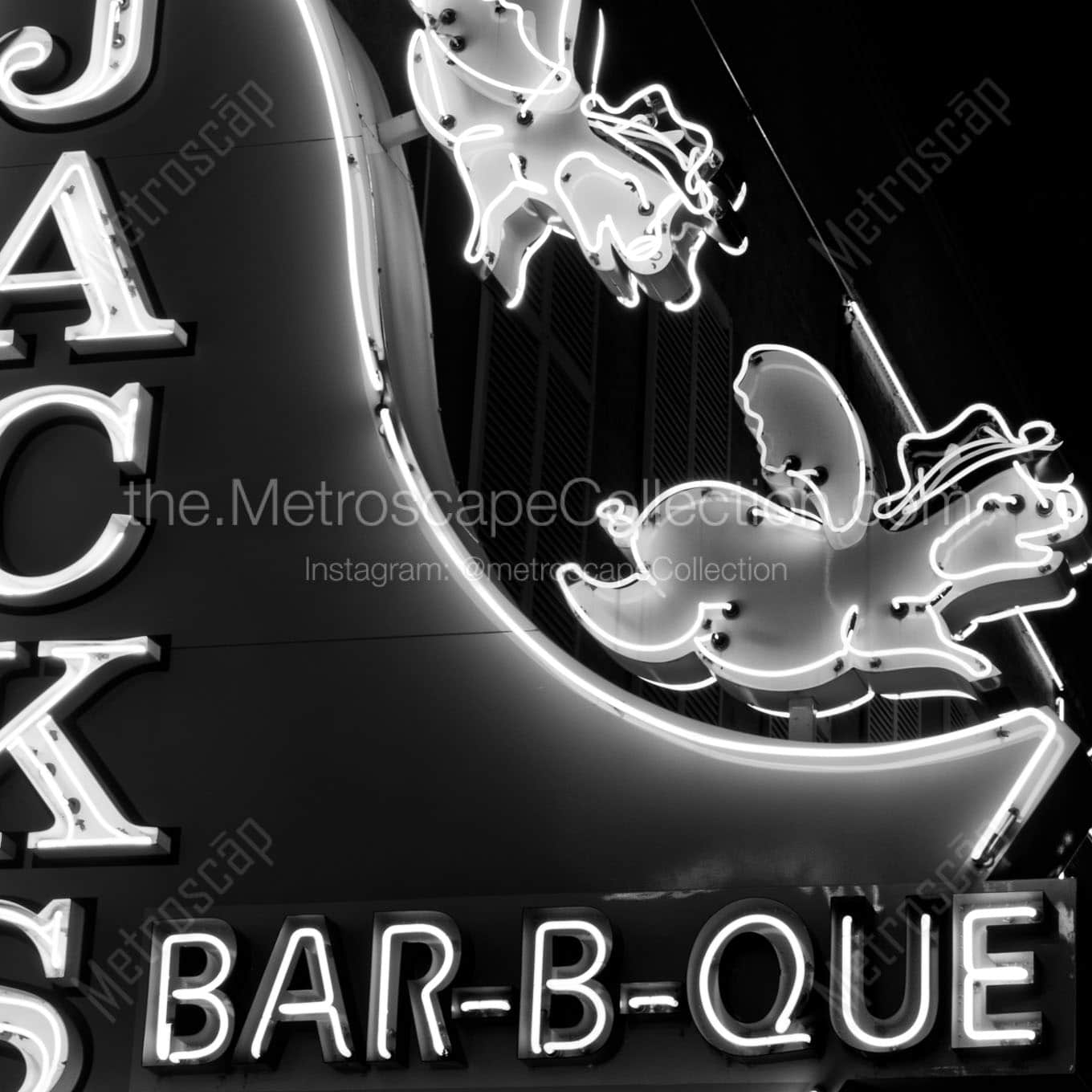 jacks bbq neon sign Black & White Office Art