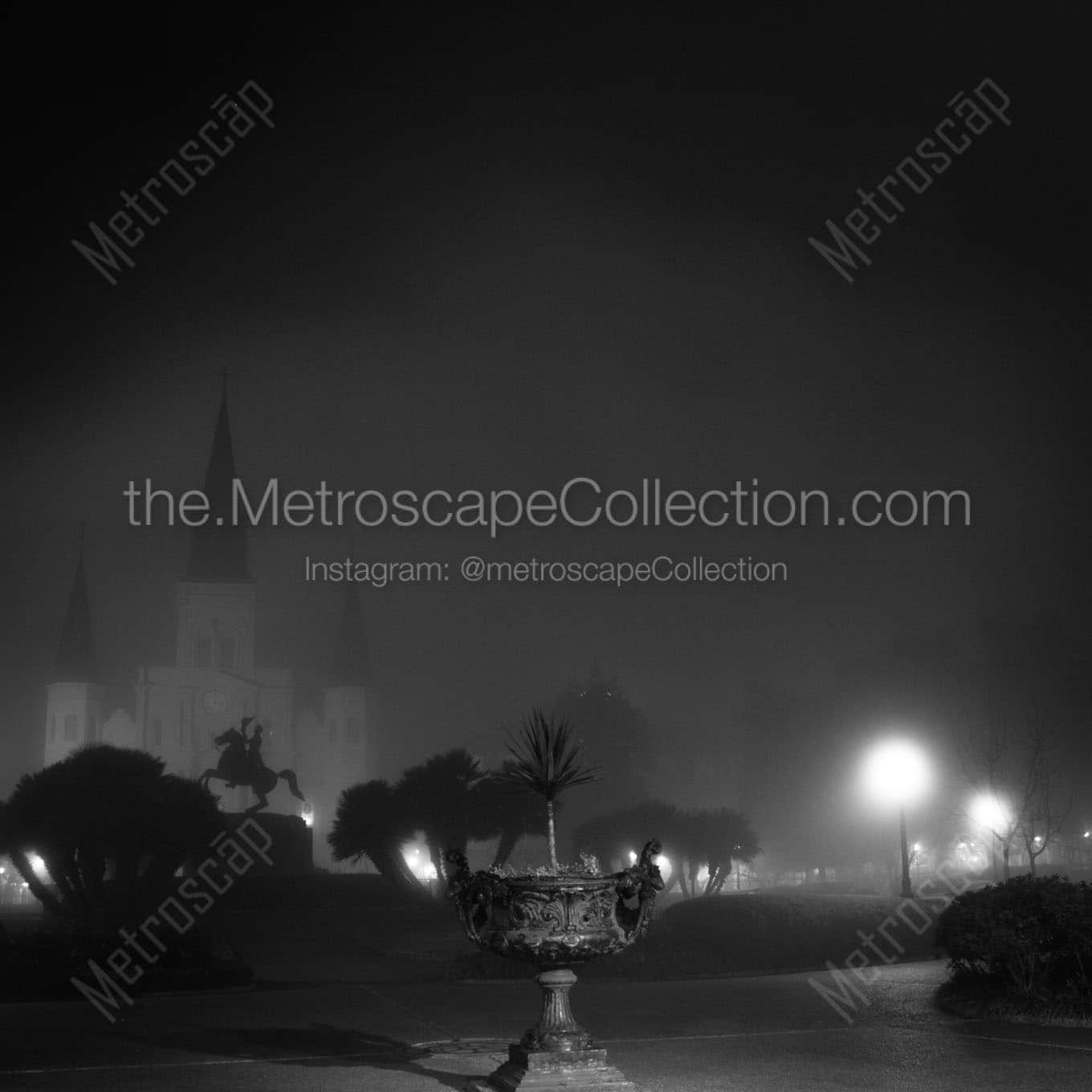 jackson square in fog Black & White Office Art