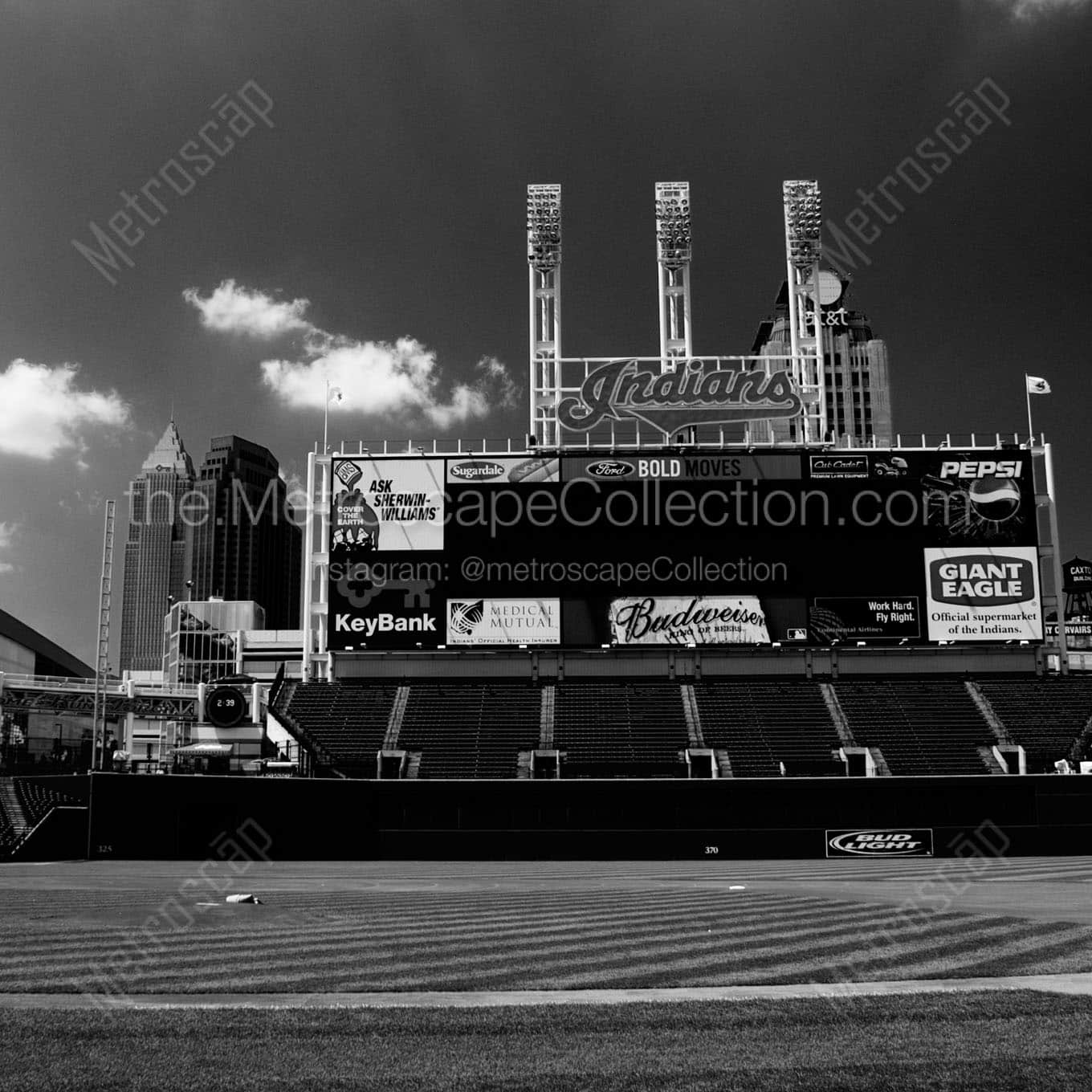 jacobs field first base dugout Black & White Office Art