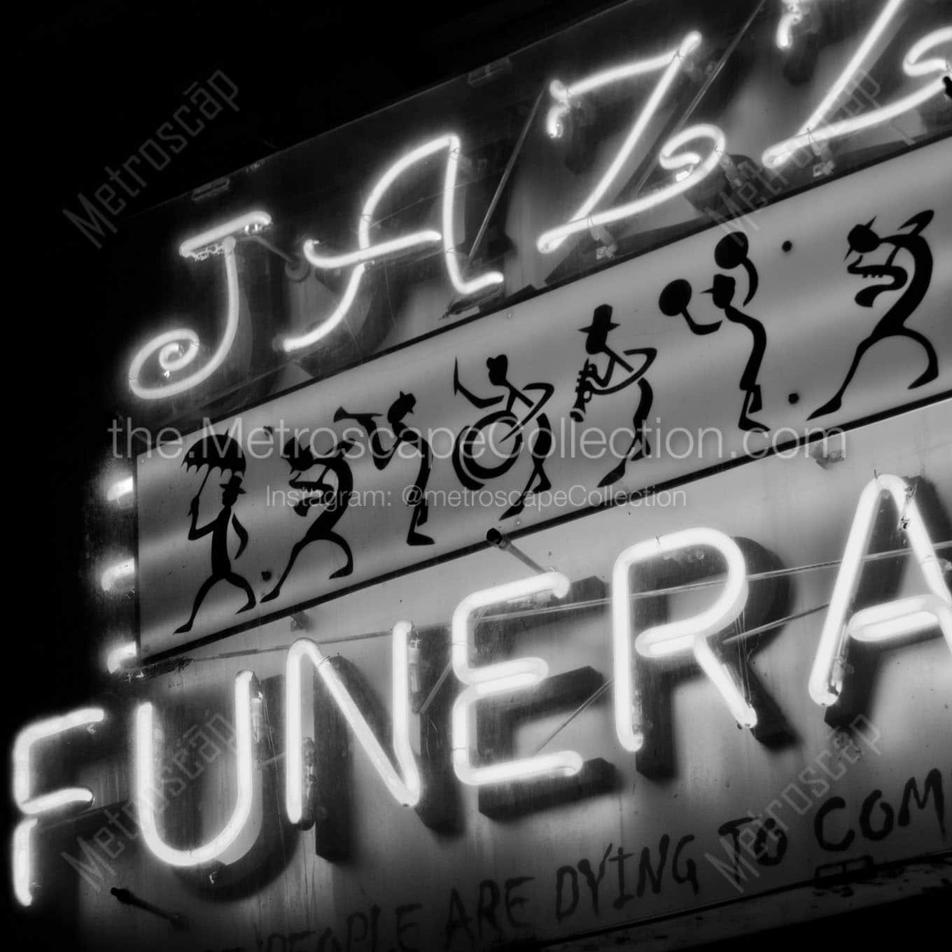 jazz funeral sign Black & White Office Art