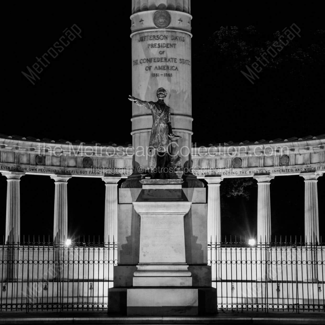 jefferson davis monument at night Black & White Office Art