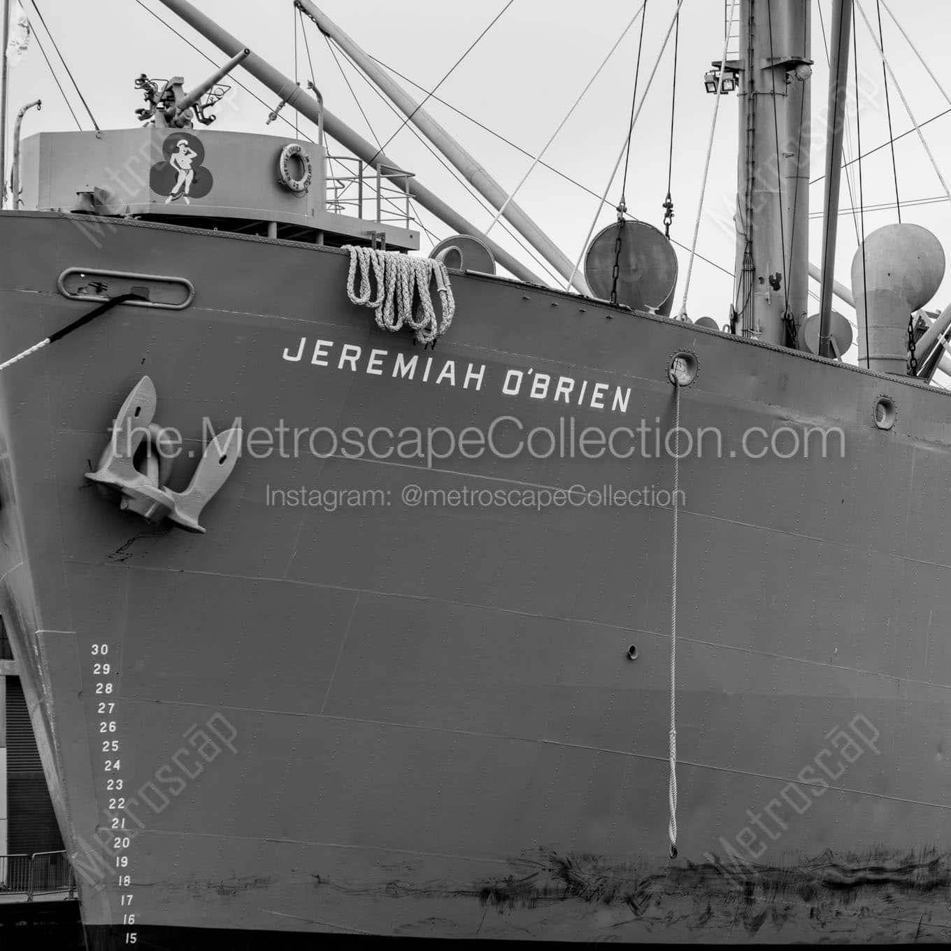 jeremiah obrien ship sf bay Black & White Office Art
