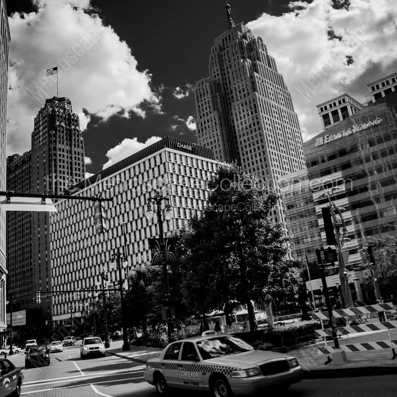 jfk square campus martius Black & White Office Art