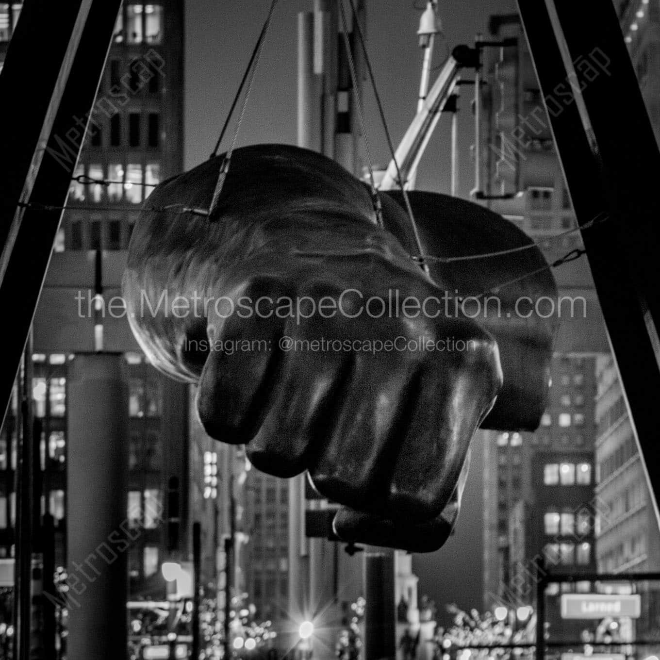 joe louis fist at night Black & White Office Art