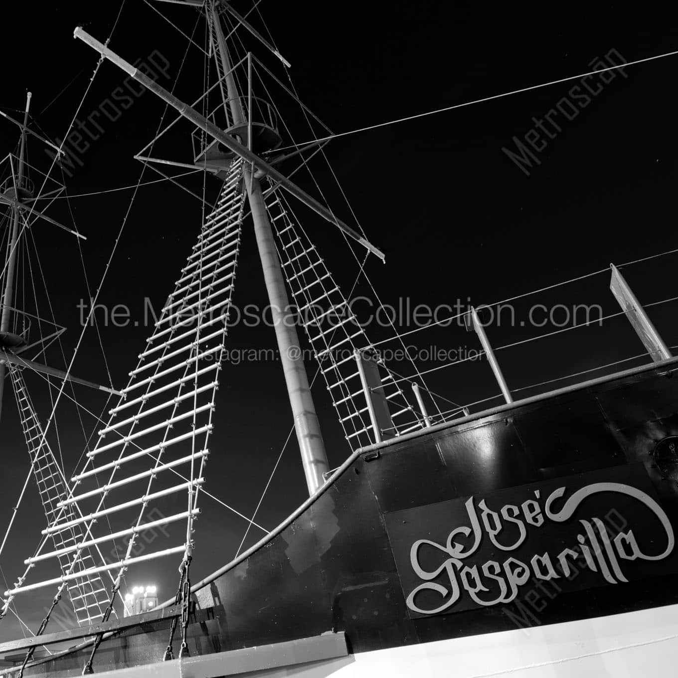 jose gasparilla pirate ship Black & White Office Art