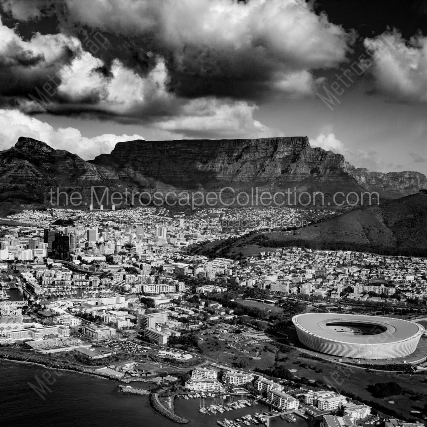 kaapstad stadskom en skyline Black & White Office Art