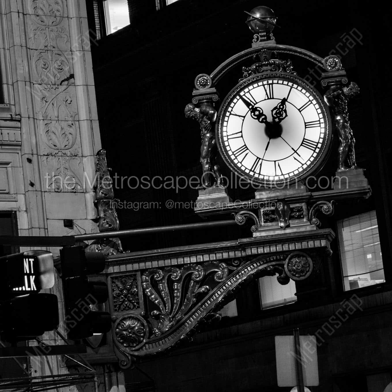 kauffmans clock at night Black & White Office Art