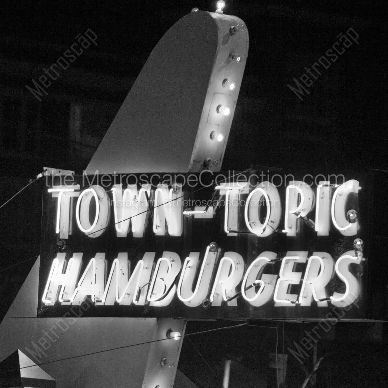 kc town topic hamburgers Black & White Office Art