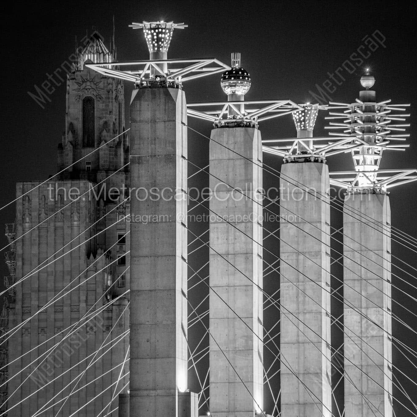 kcpl building bartle hall pylons Black & White Office Art