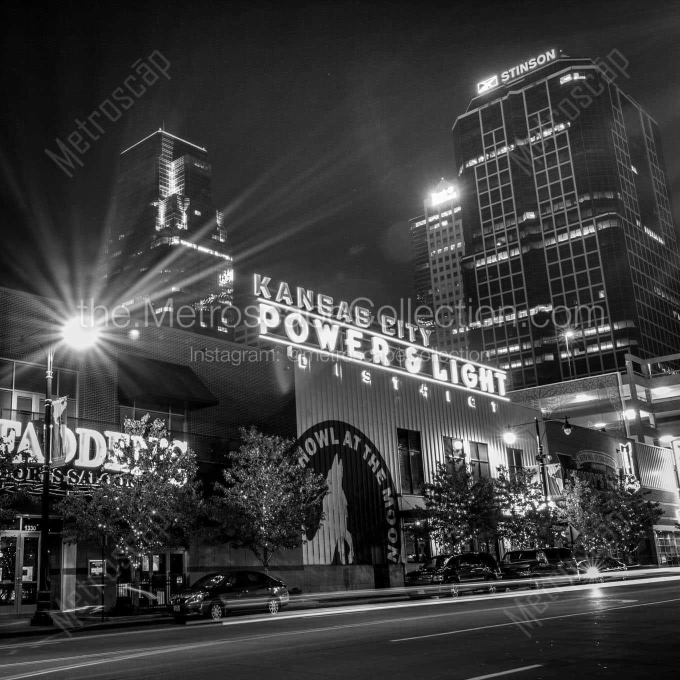 kcpl district night Black & White Office Art