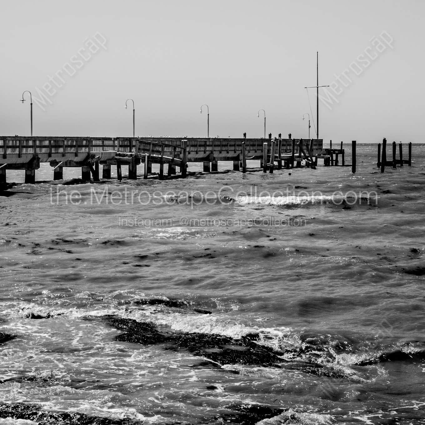 key west fishing pier Black & White Office Art