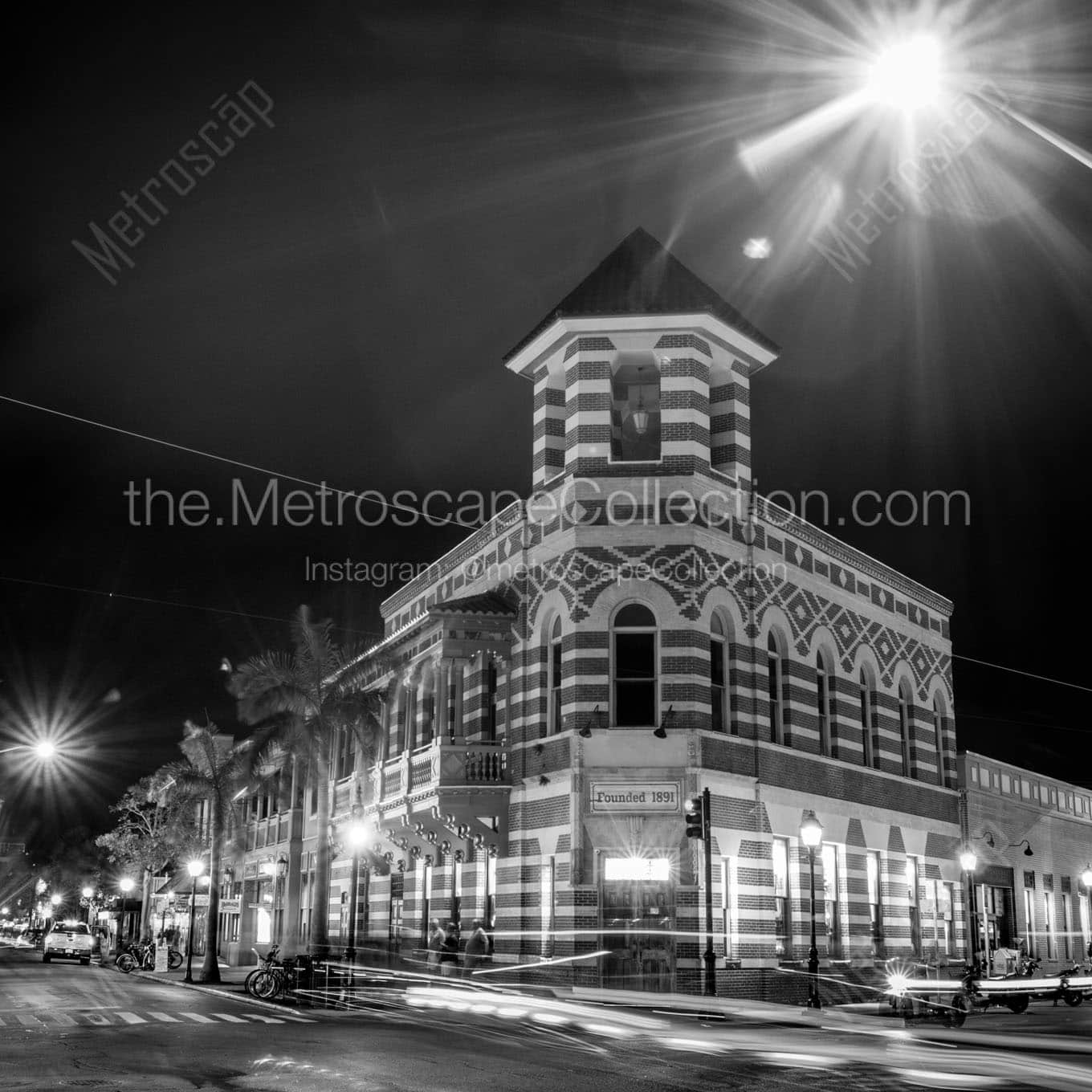 key west founded 1891 Black & White Office Art