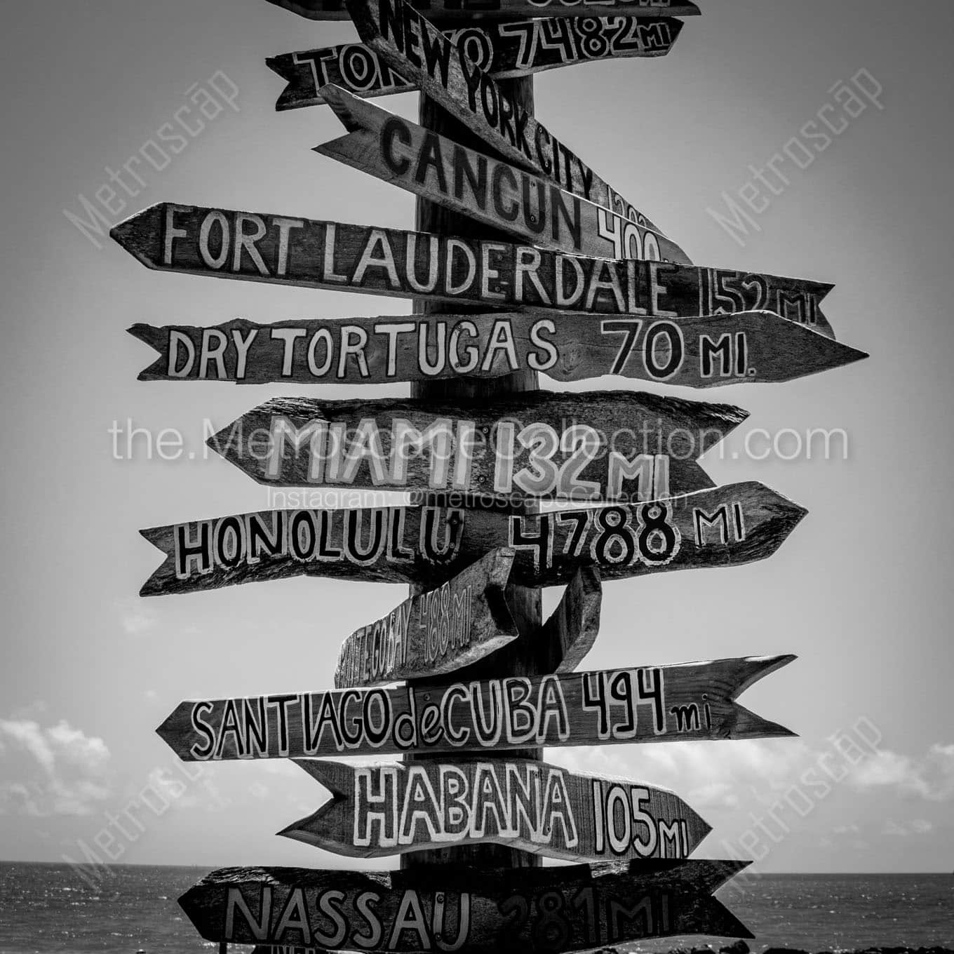 key west signpost Black & White Office Art