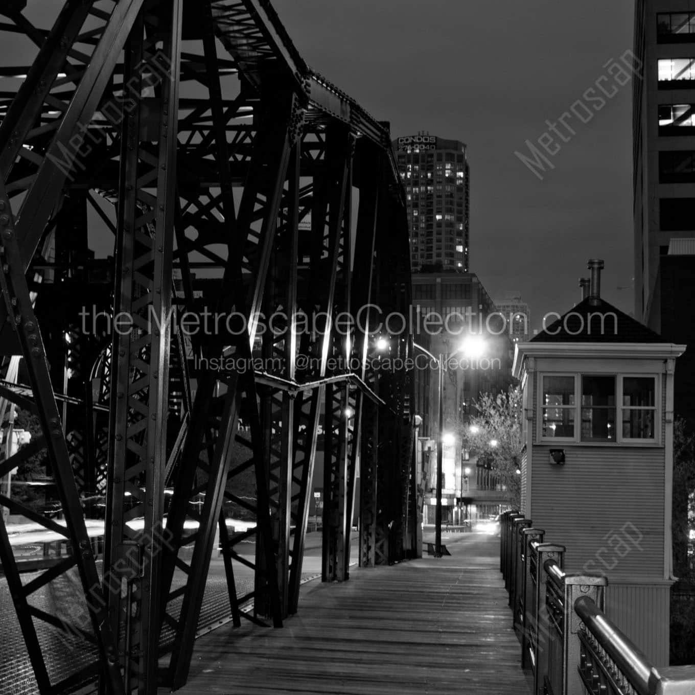 kinzie street bridge Black & White Office Art