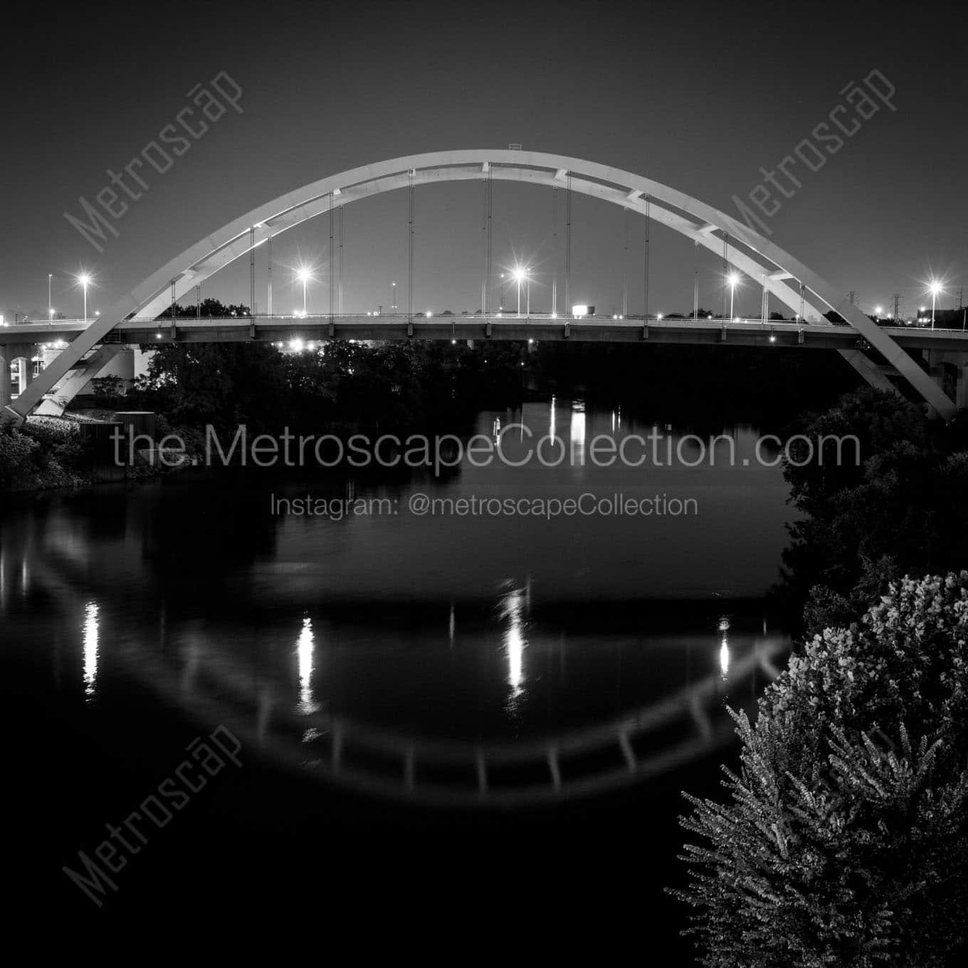 korean veterans bridge at night Black & White Office Art