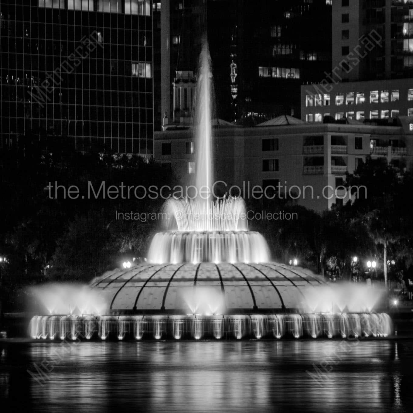 lake eola linton allen fountain Black & White Office Art