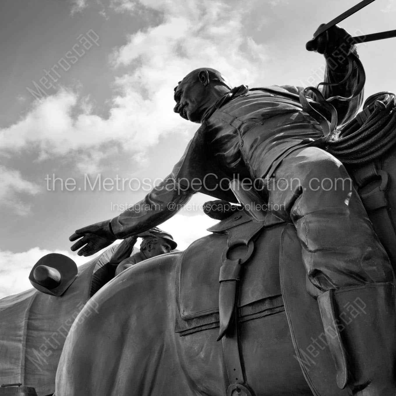 land run statue bricktown Black & White Office Art