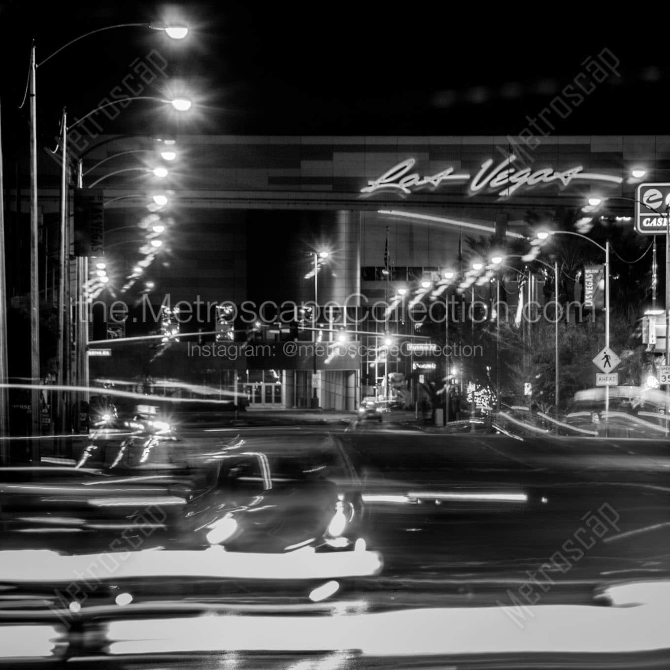 las vegas convention center at night Black & White Office Art