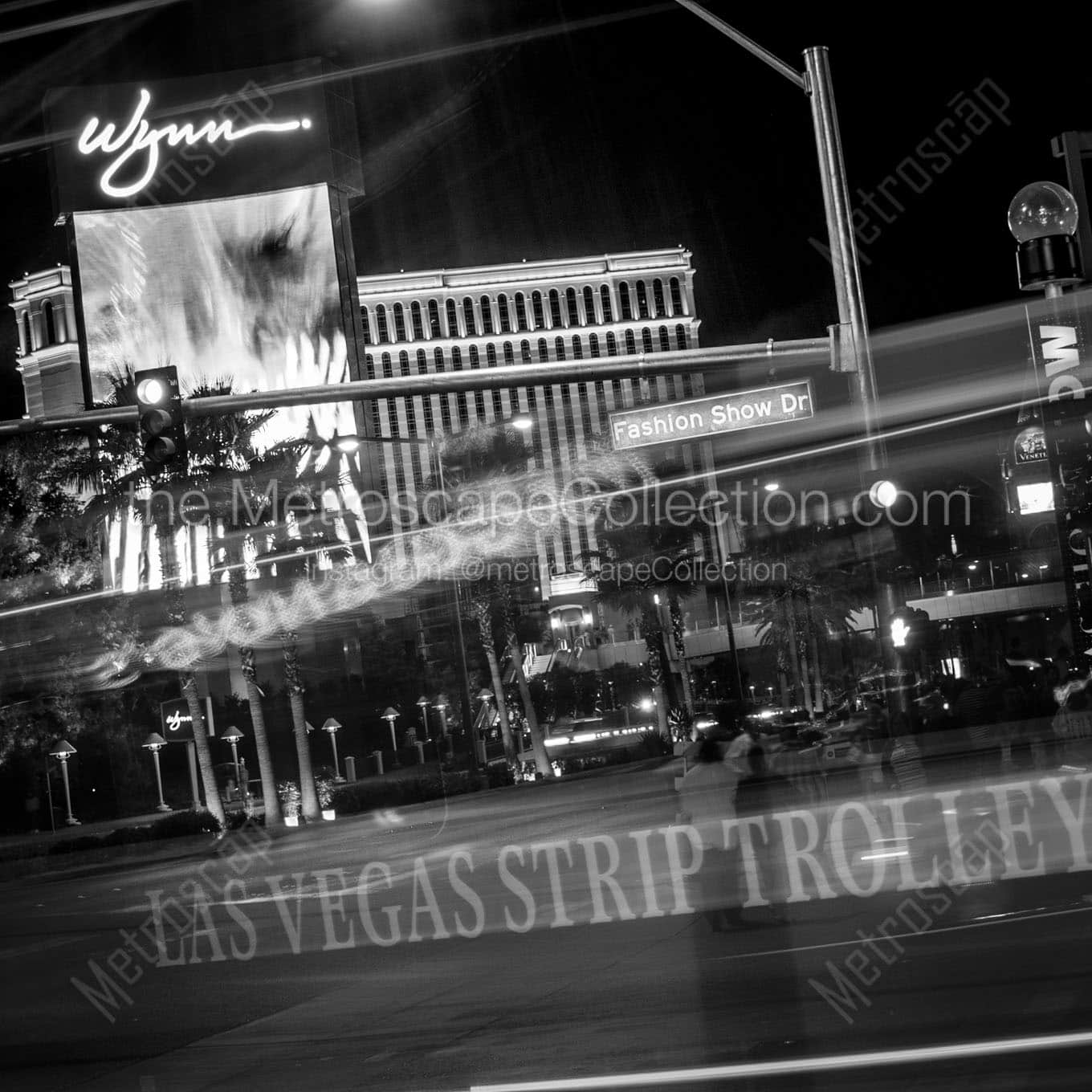 las vegas strip trolly ghost Black & White Office Art