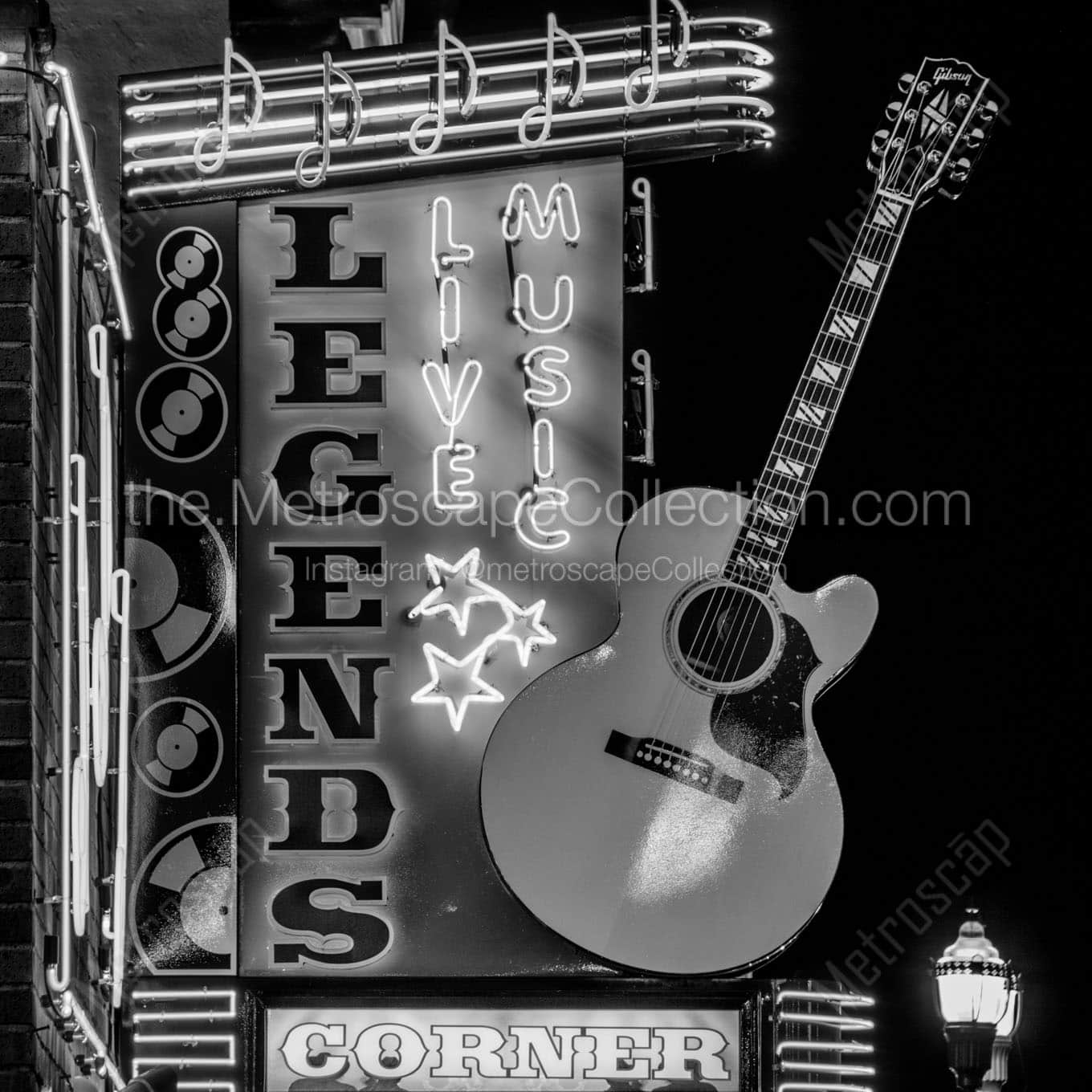 legends live music corner Black & White Office Art