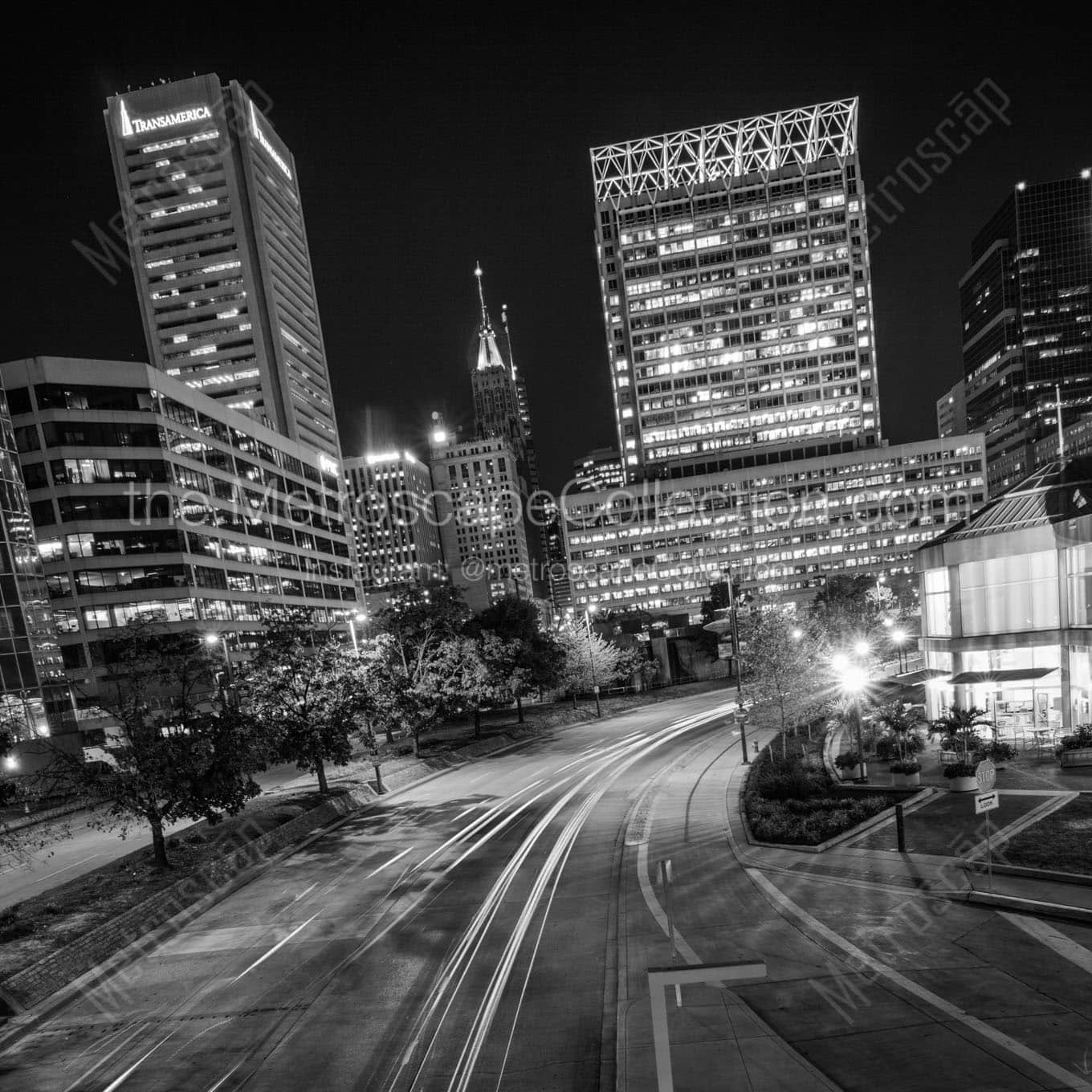 light and pratt street night Black & White Office Art