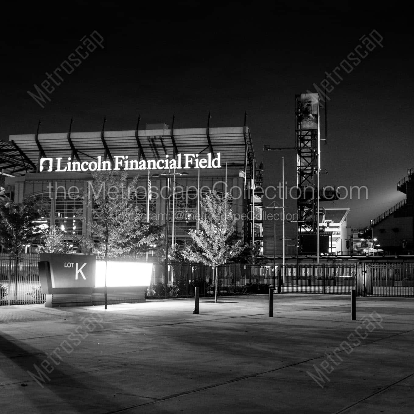 lincoln financial field at night Black & White Office Art