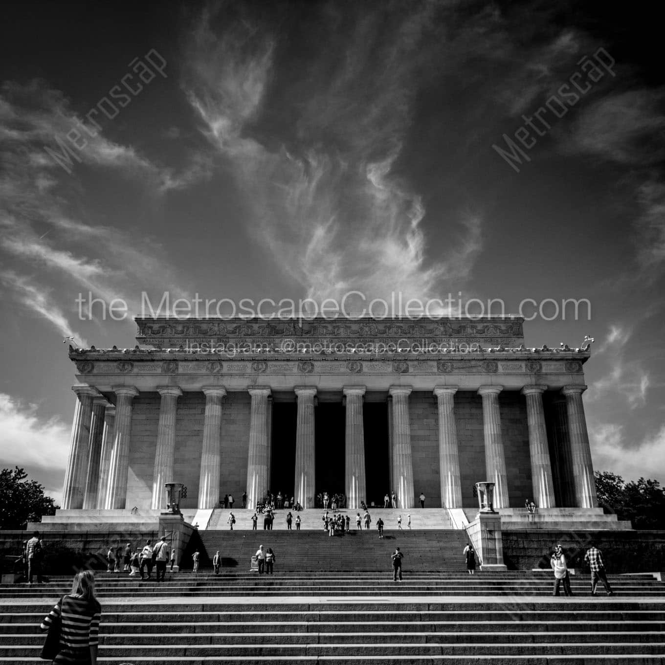 lincoln memorial national mall Black & White Office Art