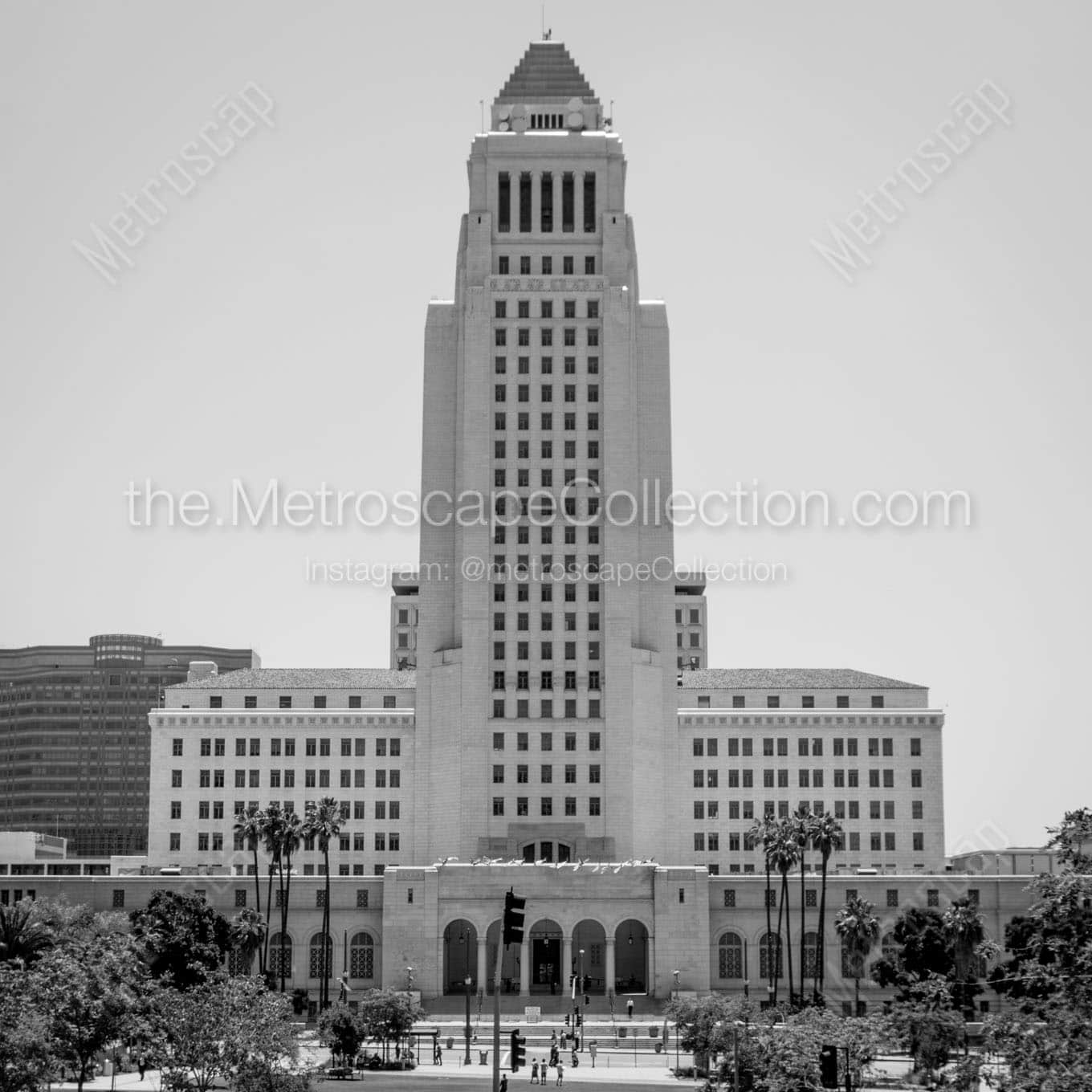 los angeles city hall building Black & White Office Art