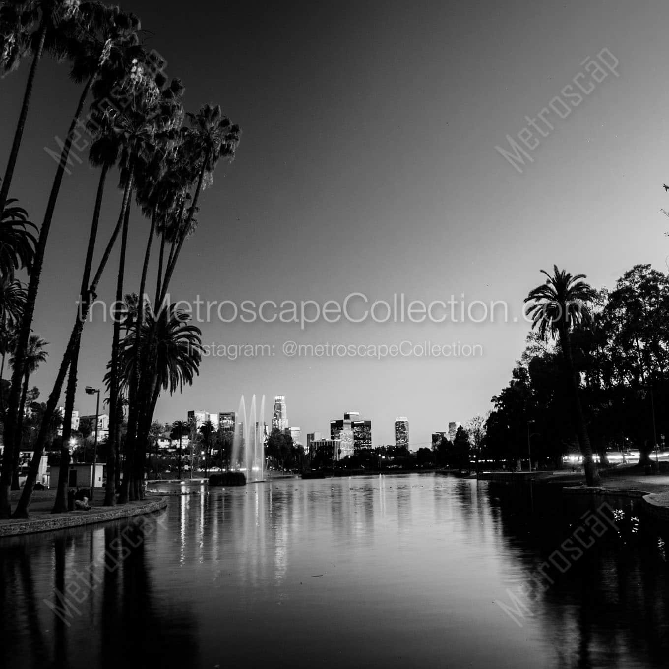 los angeles skyline echo park glendale blvd Black & White Office Art