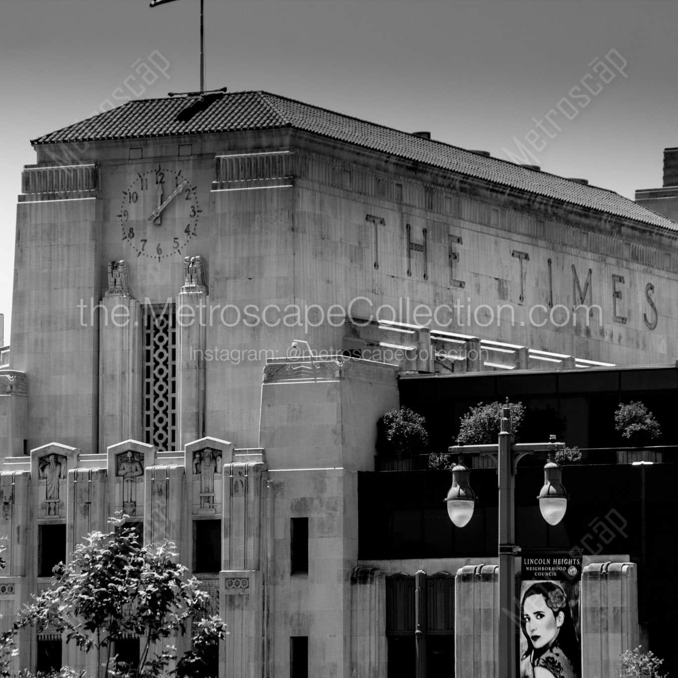 los angeles times building Black & White Office Art