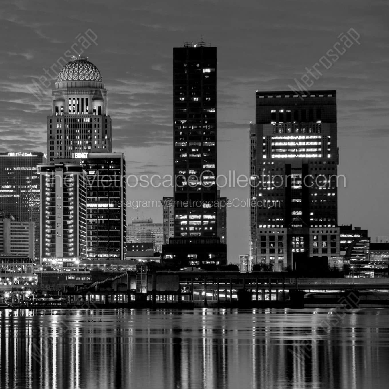 louisville skyline ohio river Black & White Office Art