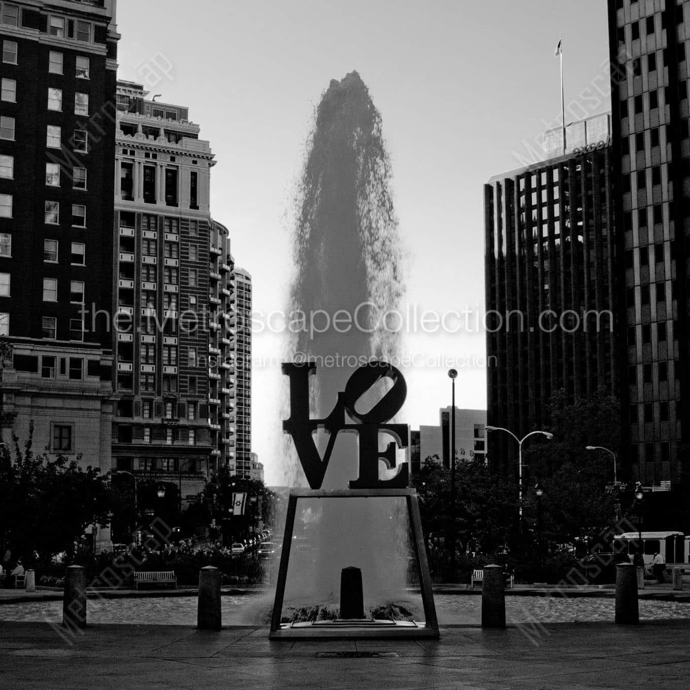 love sculpture at dusk Black & White Office Art