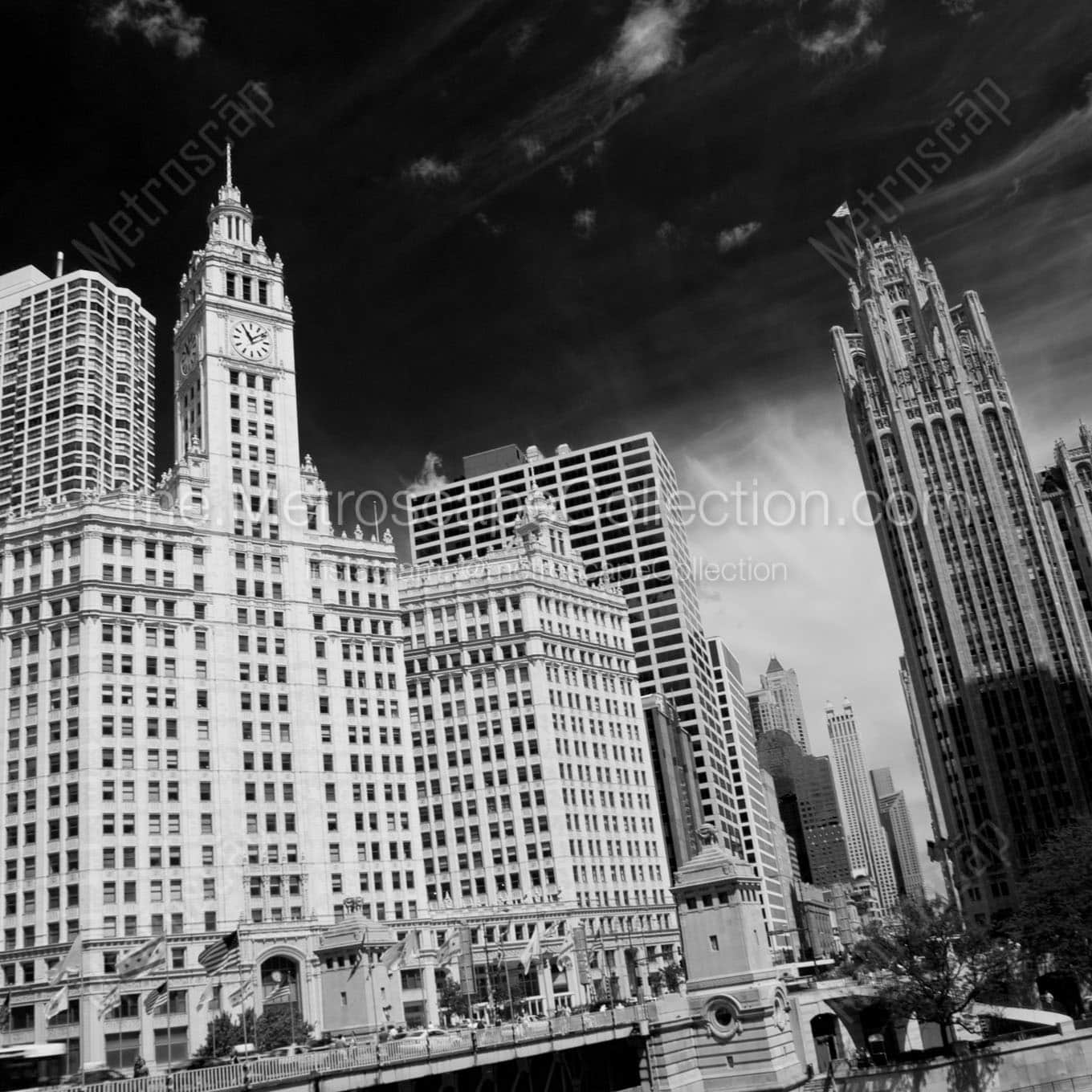 magnificent michigan avenue tribune wrigley building Black & White Office Art