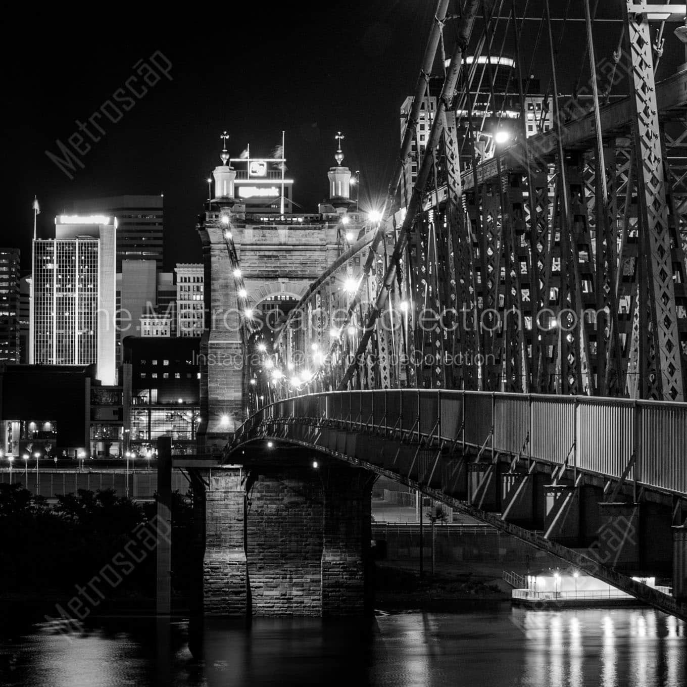main suspension span roebling bridge Black & White Office Art