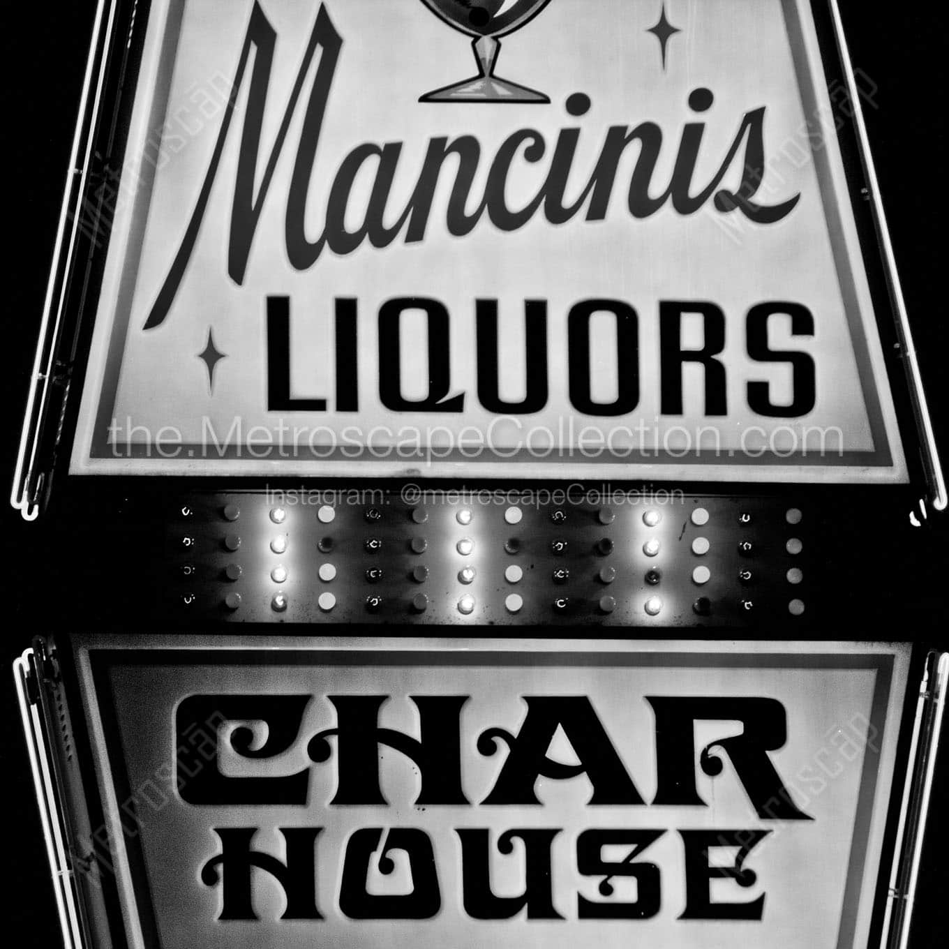 mancinis liquors char house sign Black & White Office Art