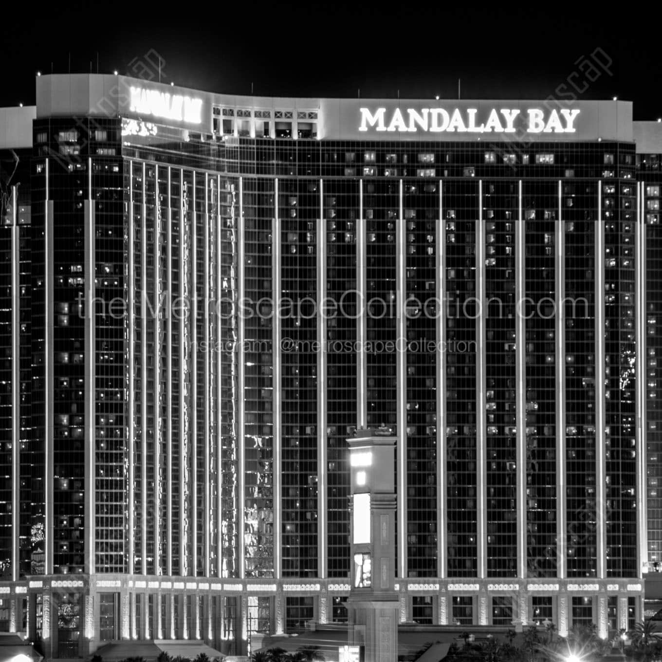 mandalay bay at night Black & White Office Art