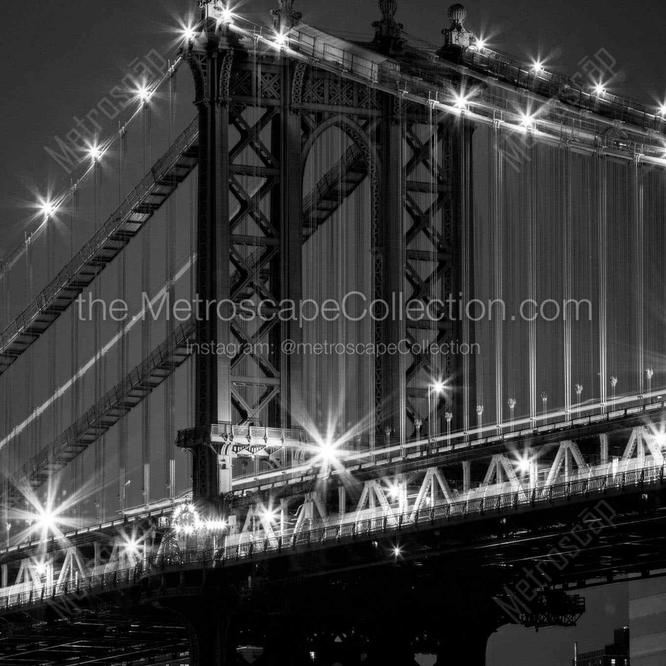 manhattan bridge at night Black & White Office Art