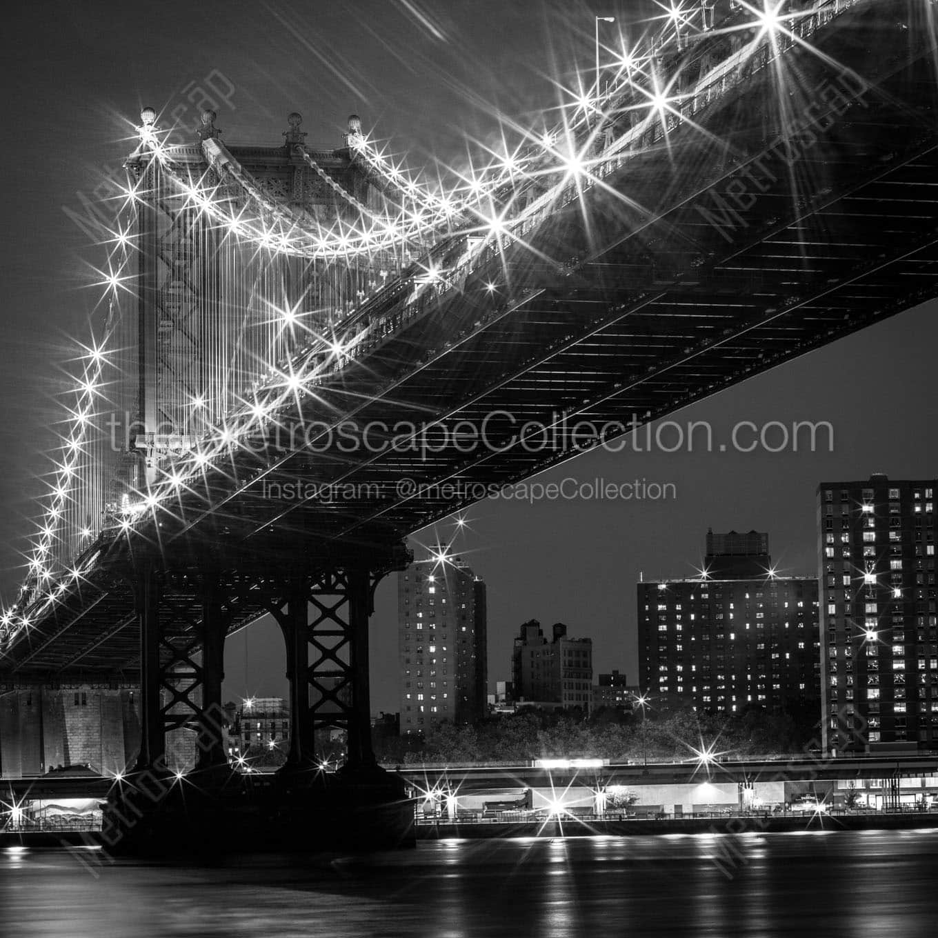 manhattan bridge brooklyn bridge park Black & White Office Art