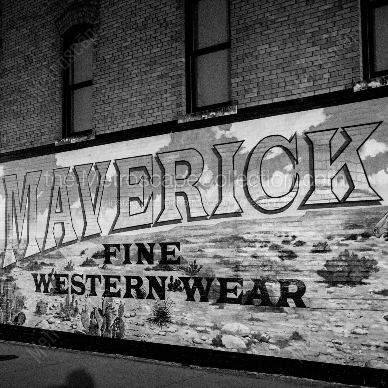 maverick fine western wear mural Black & White Wall Art