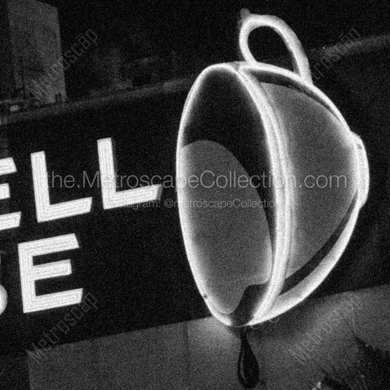 maxwell house neon sign Black & White Wall Art
