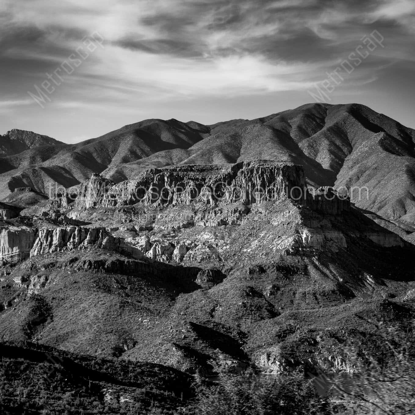 mazatzal mountains from apache trail Black & White Office Art