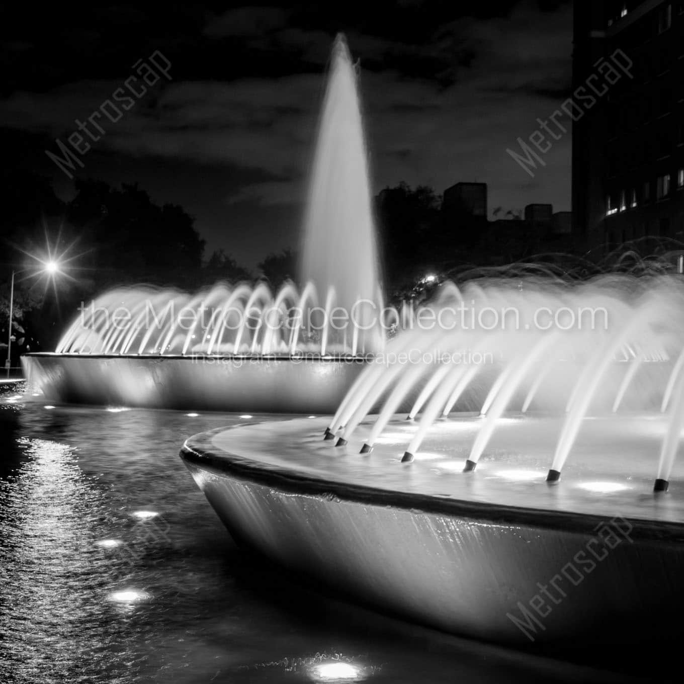 mecom fountain at night Black & White Wall Art