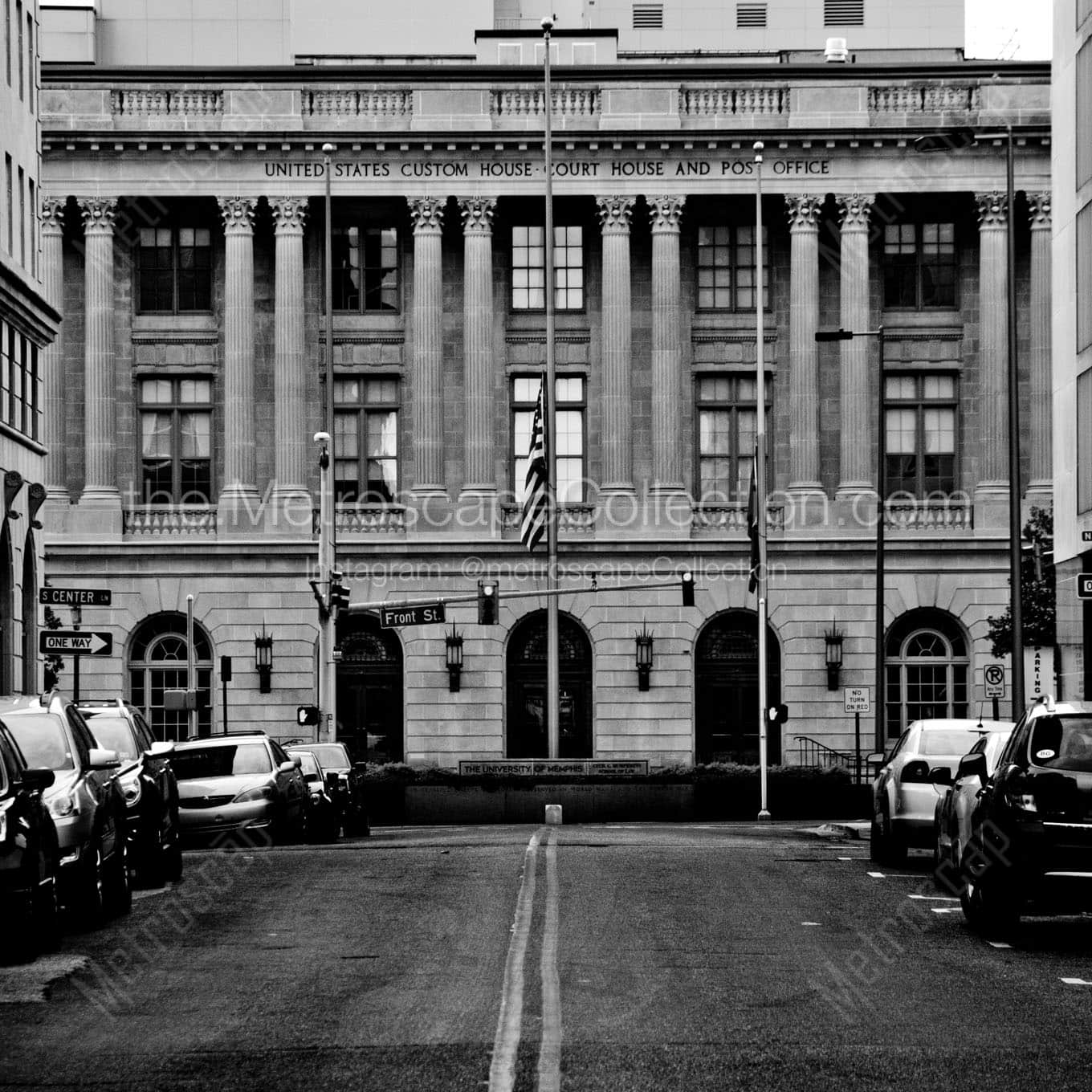 memphis custom hosue court house Black & White Office Art