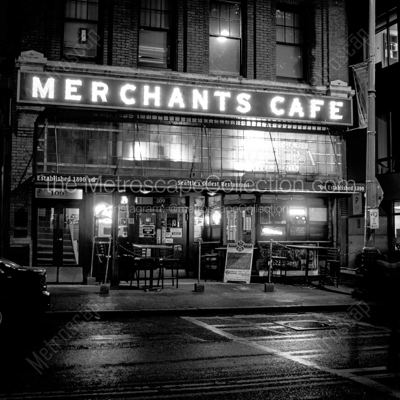 merchants cafe seattles oldest restaurant Black & White Office Art