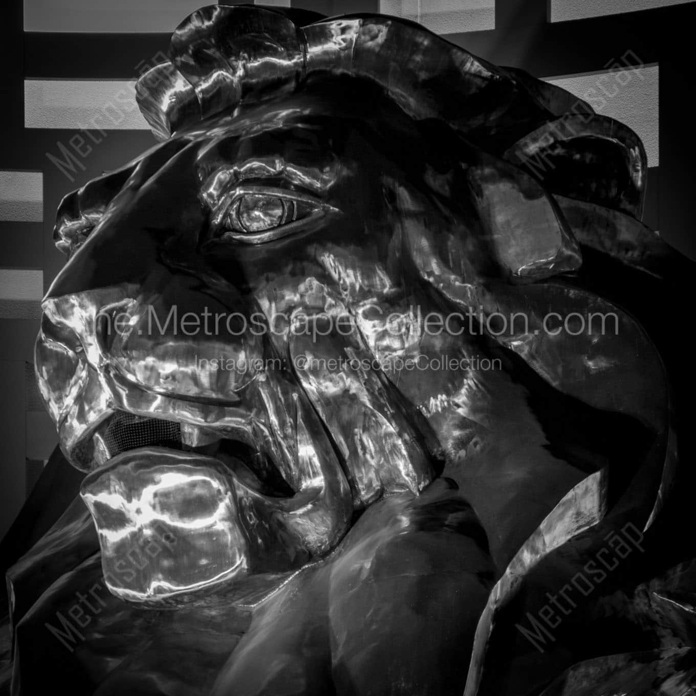 mgm grand lion at night Black & White Office Art