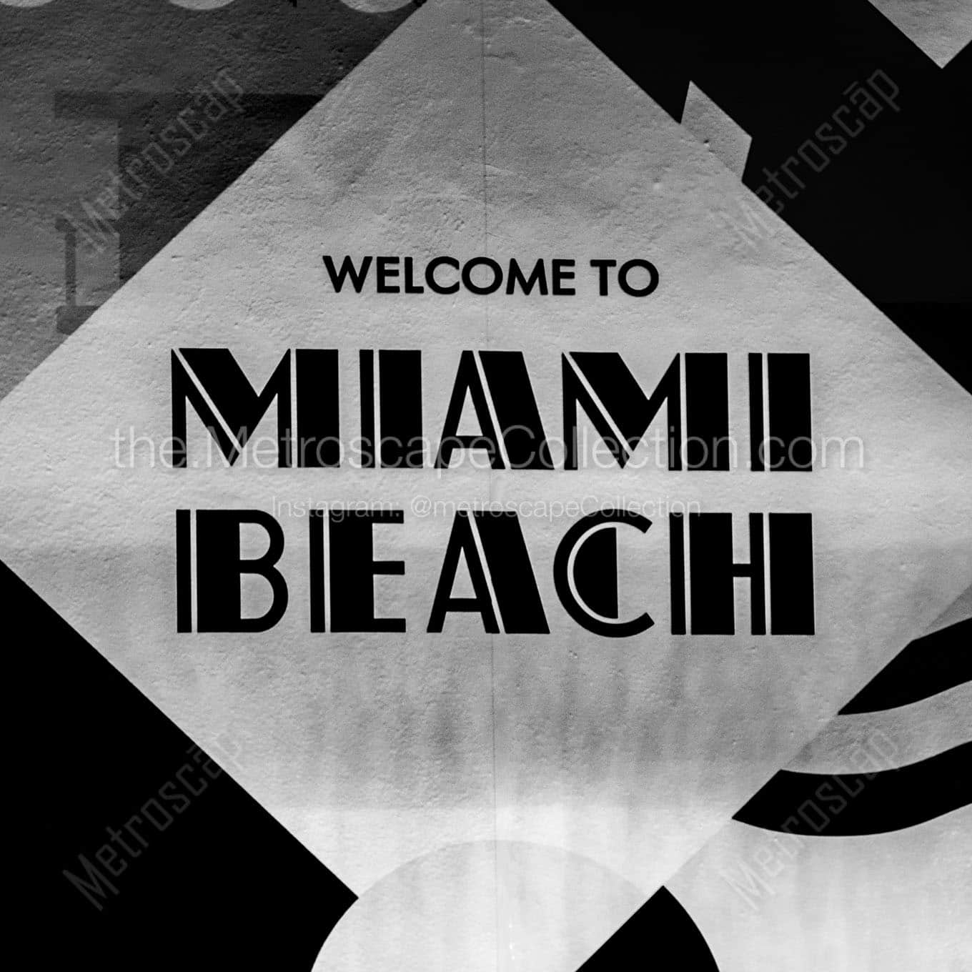 miami beach art deco sign Black & White Office Art