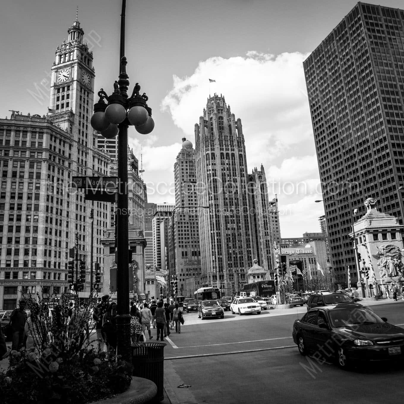 michigan avenue wacker drive Black & White Office Art